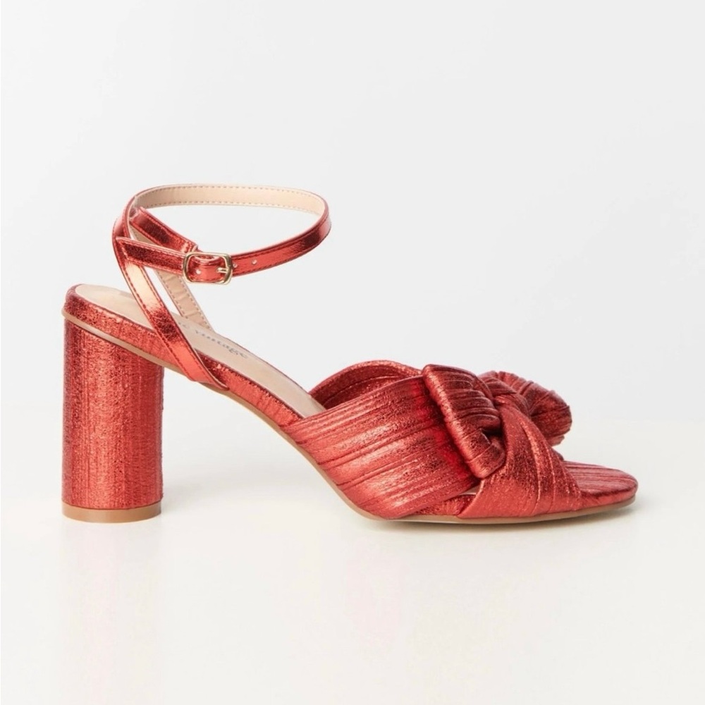 Unique Vintage Ruby Red Slingback Bow Retro Heels, Size 7, New in Box! - Picture 10 of 16